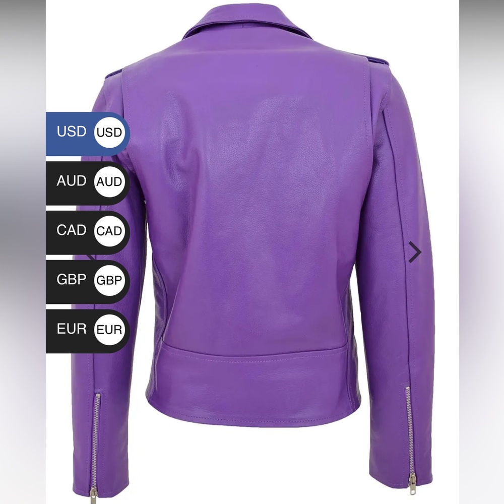 Purple Women's Leather Moto Jacket - Classic Biker Style - Picture 2 of 8